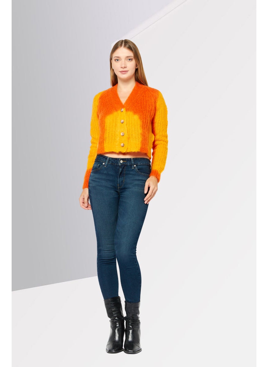 DIESEL Women V Neck Long Sleeve Mohair Cardigan, Yellow  - Image 2
