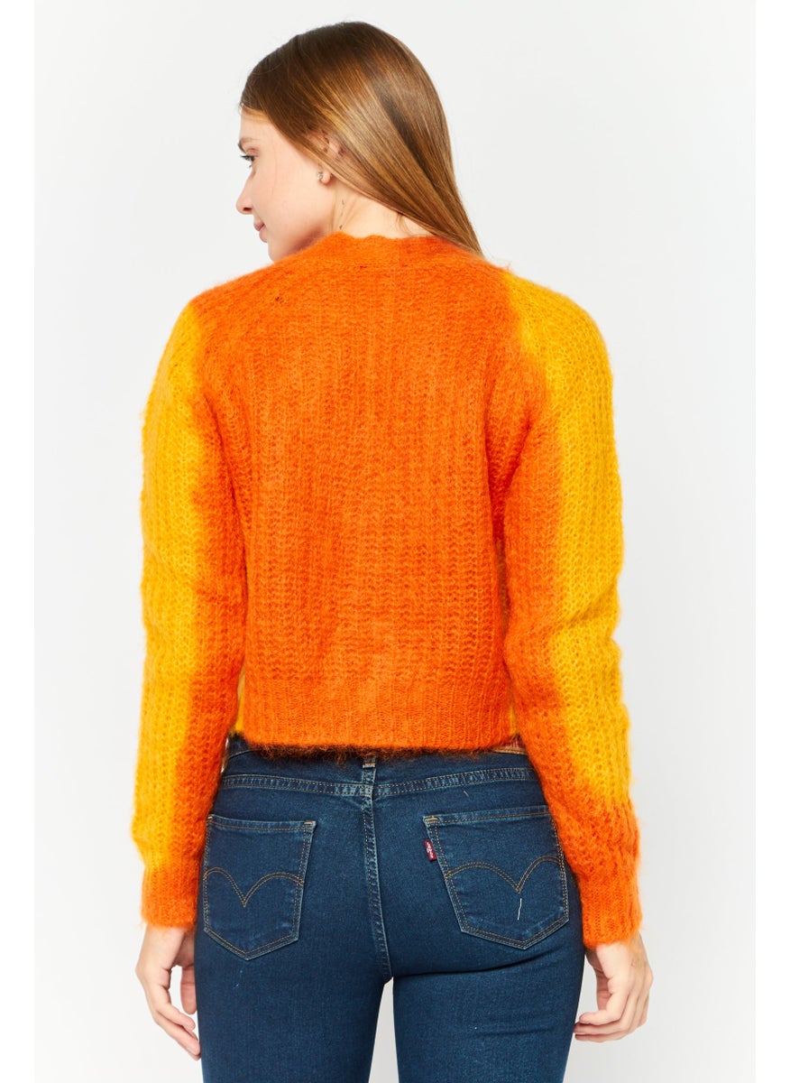 DIESEL Women V Neck Long Sleeve Mohair Cardigan, Yellow  - Image 4