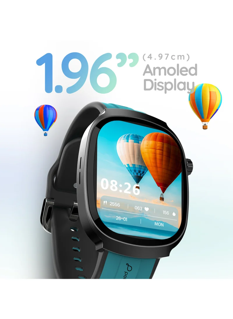 Pebble Axis 1.96" Amoled Display Smartwatch, Functional Rotating Crown, Quick Notification, Always on Display, Bluetooth Calling, SpO2 Monitoring, Heart Rate Monitoring, Multiple Sports Modes, Forest Green