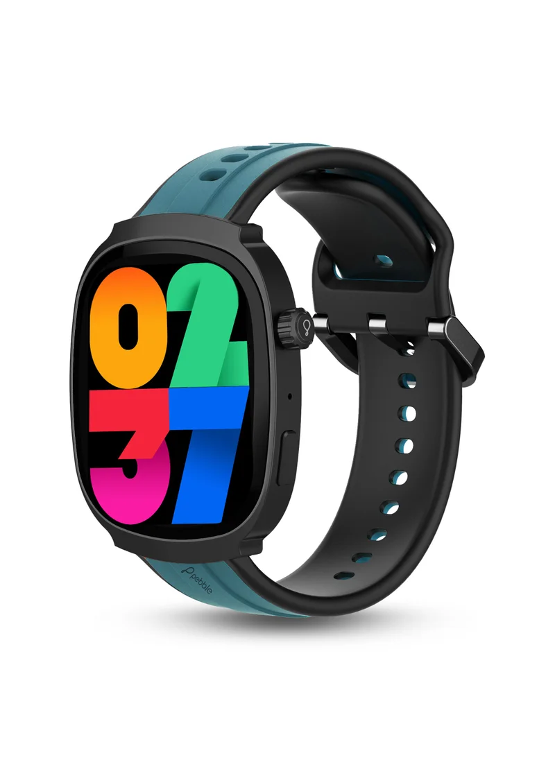 Pebble Axis 1.96" Amoled Display Smartwatch, Functional Rotating Crown, Quick Notification, Always on Display, Bluetooth Calling, SpO2 Monitoring, Heart Rate Monitoring, Multiple Sports Modes, Forest Green