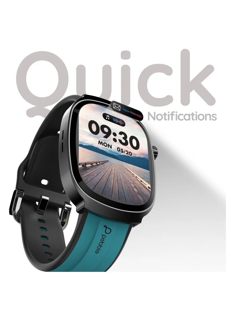 Pebble Axis 1.96" Amoled Display Smartwatch, Functional Rotating Crown, Quick Notification, Always on Display, Bluetooth Calling, SpO2 Monitoring, Heart Rate Monitoring, Multiple Sports Modes, Forest Green
