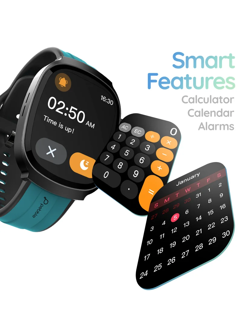Pebble Axis 1.96" Amoled Display Smartwatch, Functional Rotating Crown, Quick Notification, Always on Display, Bluetooth Calling, SpO2 Monitoring, Heart Rate Monitoring, Multiple Sports Modes, Forest Green
