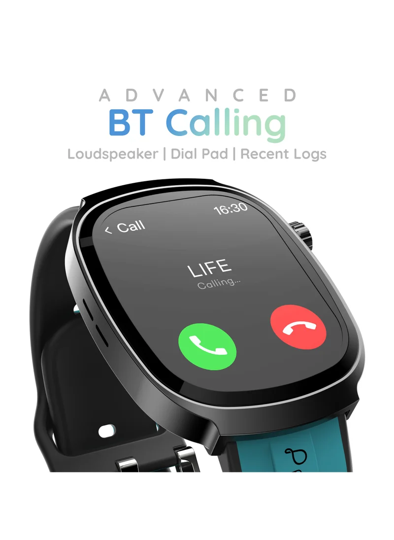 Pebble Axis 1.96" Amoled Display Smartwatch, Functional Rotating Crown, Quick Notification, Always on Display, Bluetooth Calling, SpO2 Monitoring, Heart Rate Monitoring, Multiple Sports Modes, Forest Green