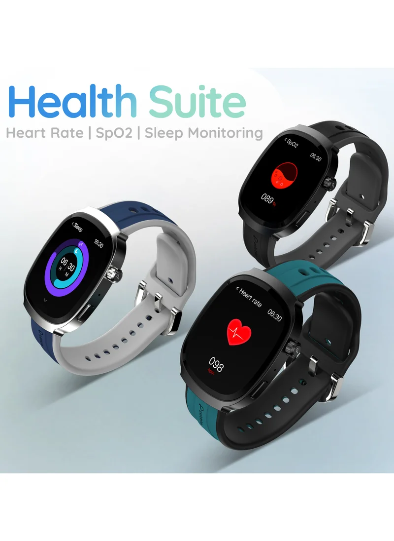 Pebble Axis 1.96" Amoled Display Smartwatch, Functional Rotating Crown, Quick Notification, Always on Display, Bluetooth Calling, SpO2 Monitoring, Heart Rate Monitoring, Multiple Sports Modes, Forest Green