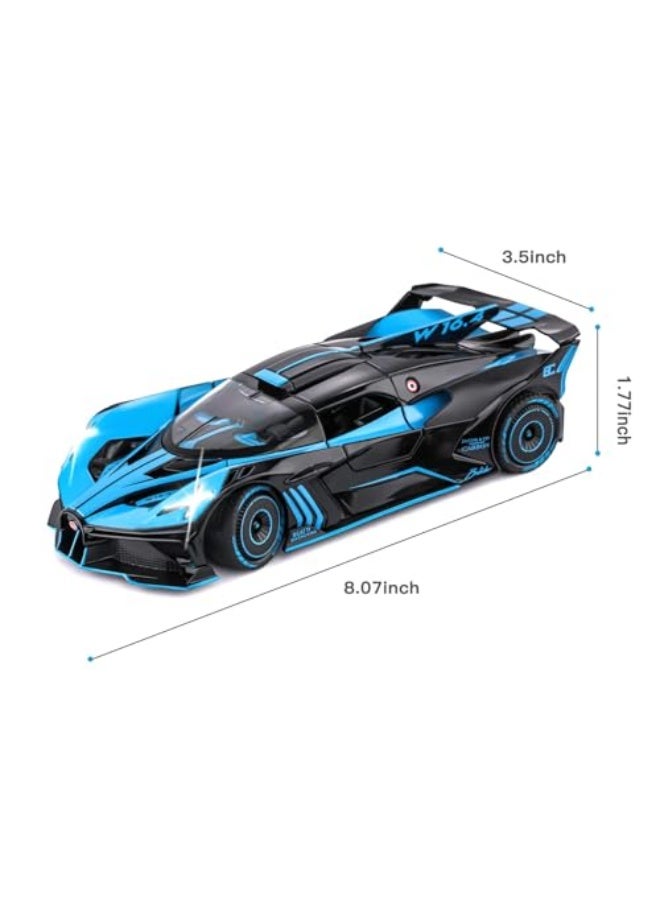 Bugatti 1:24 Scale Bugatti Bolide Diecast Model Car, Blue Alloy Toy with Lights & Sounds, Pull Back Action for Kids for Boys & Girls - Image 5