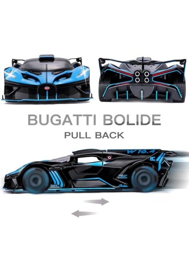 Bugatti 1:24 Scale Bugatti Bolide Diecast Model Car, Blue Alloy Toy with Lights & Sounds, Pull Back Action for Kids for Boys & Girls - Image 4