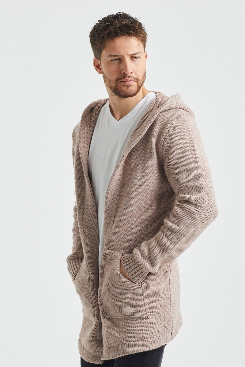 Tarz Cool Style Cool Men's Cream Patterned Knitwear Cardigan - HRK8085R02S  - Image 5