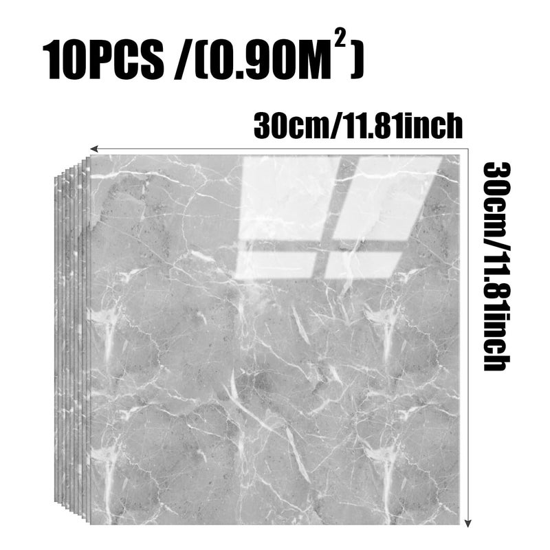 Chejiaye Shower Wall Panels Peel and Stick,Marble Wall Panels for Interior Decor,Backsplash Tile for Kitchen Showers Bathrooms Living Rooms 11.8"x11.8"in 10Pcs, Grey (Not Real Tile,9.7 Sq.ft) - Image 4
