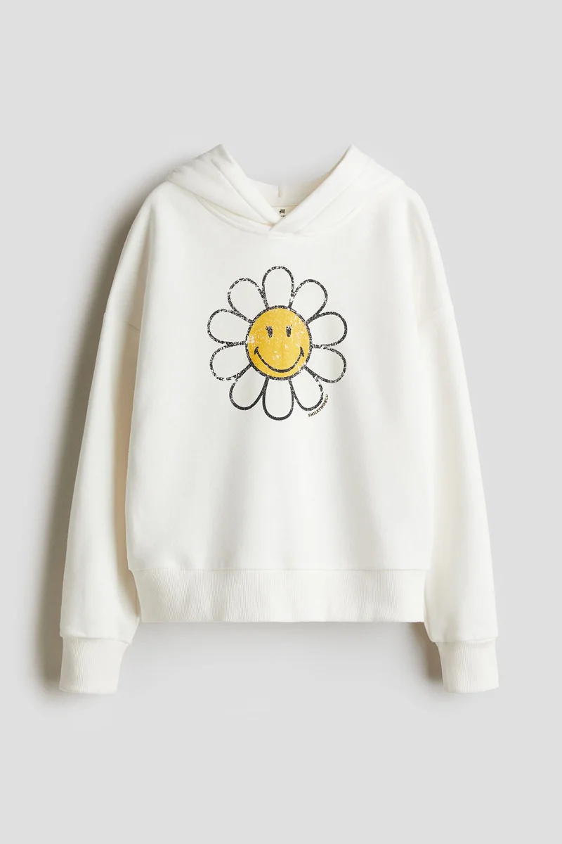 اتش اند ام هودي فضفاض بطبعة مميزة