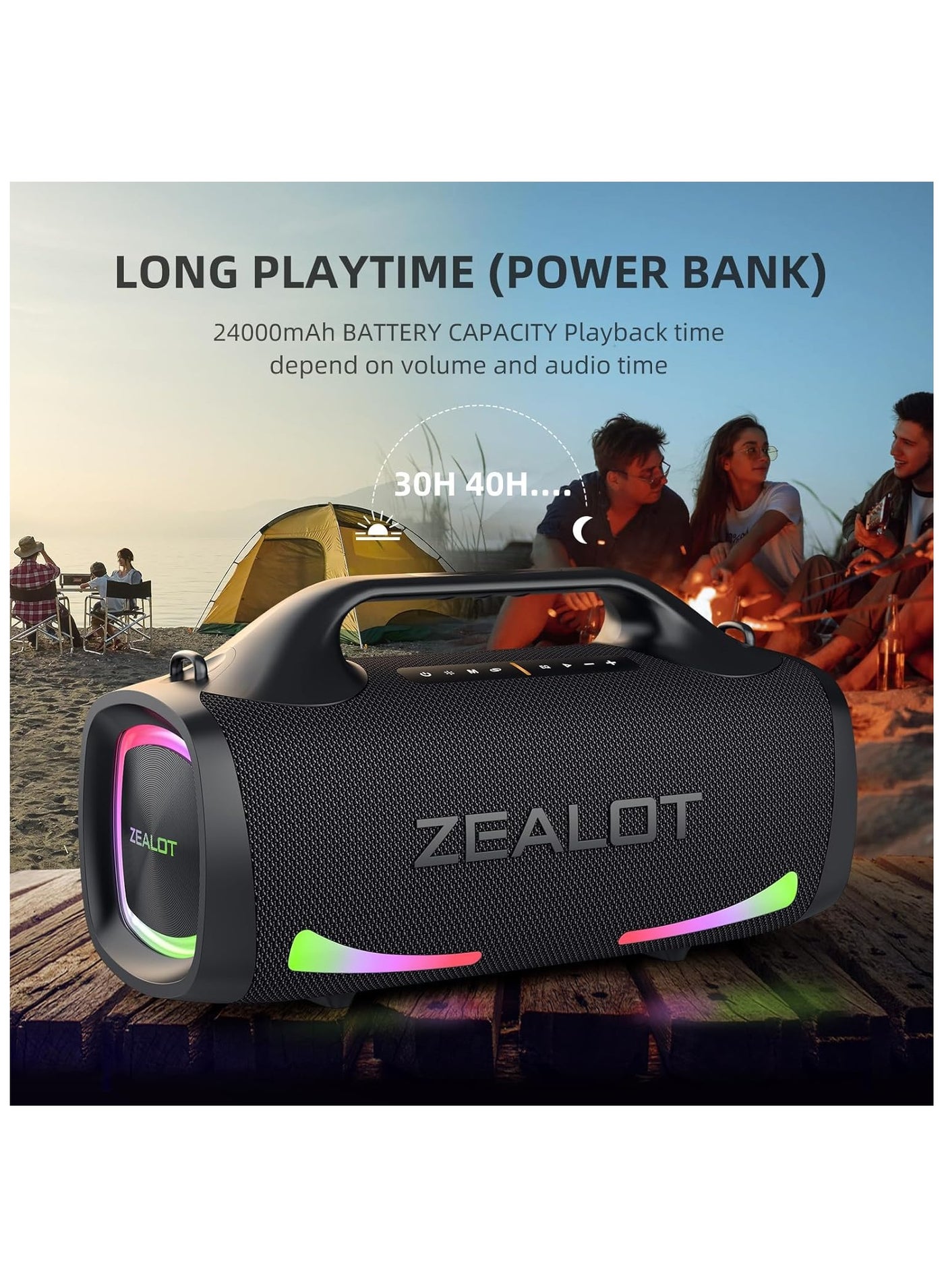 Party Speaker ZEALOT 100W Bluetooth Speaker With XBass - 24000mAh