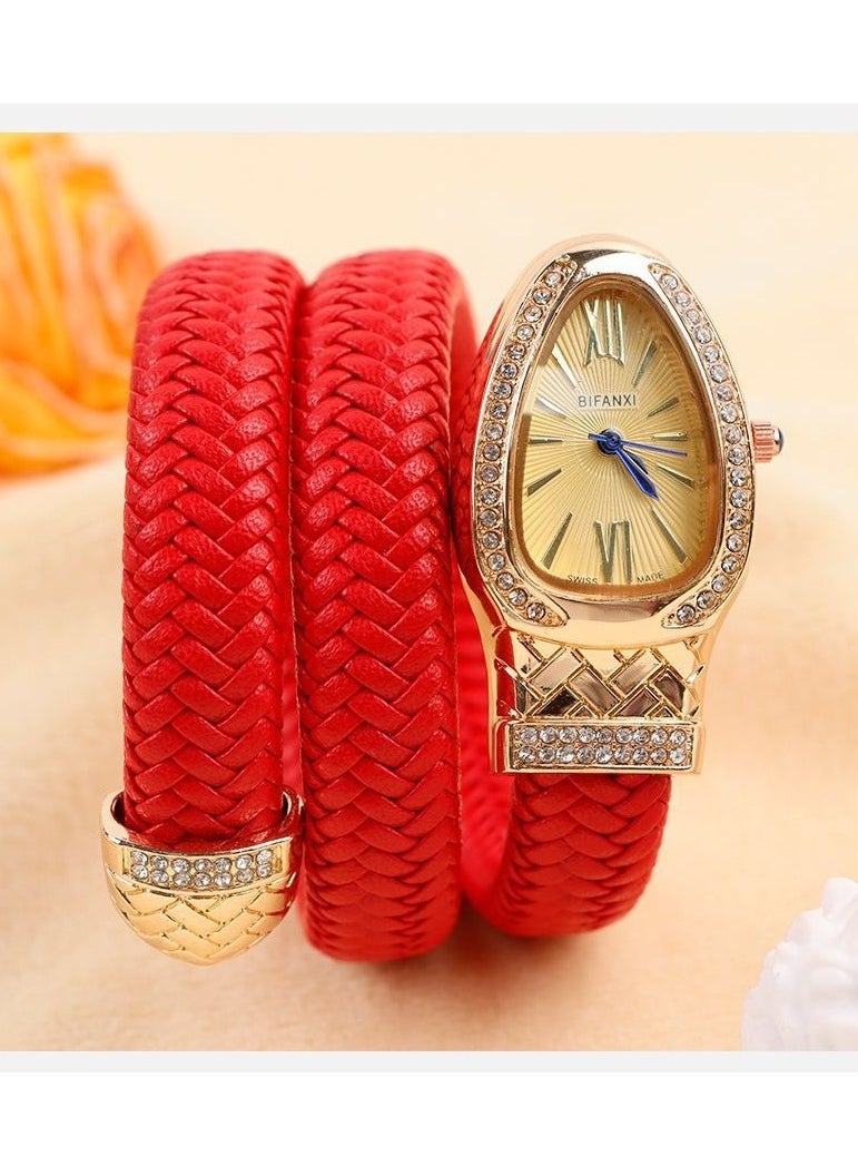 BIFANXI Ladies Fashion Watch, Snake-Shaped Diamond Design Quartz Watch,Oval Watch  - Image 1