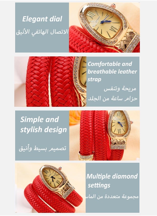 BIFANXI Ladies Fashion Watch, Snake-Shaped Diamond Design Quartz Watch,Oval Watch  - Image 2