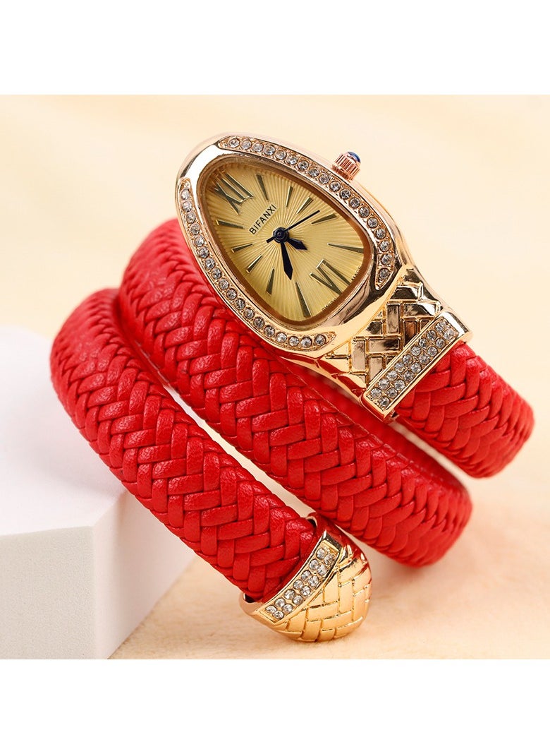 BIFANXI Ladies Fashion Watch, Snake-Shaped Diamond Design Quartz Watch,Oval Watch  - Image 3