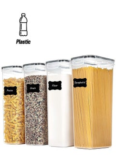 MahMir Airtight Food Storage Containers with Lids , 2.8L Pasta Containers for Pantry Organization and Storage BPA Free Kitchen Storage Containers for Spaghetti, Flour, Sugar and Noodles, (Large 4pcs Pack)  - Image 1