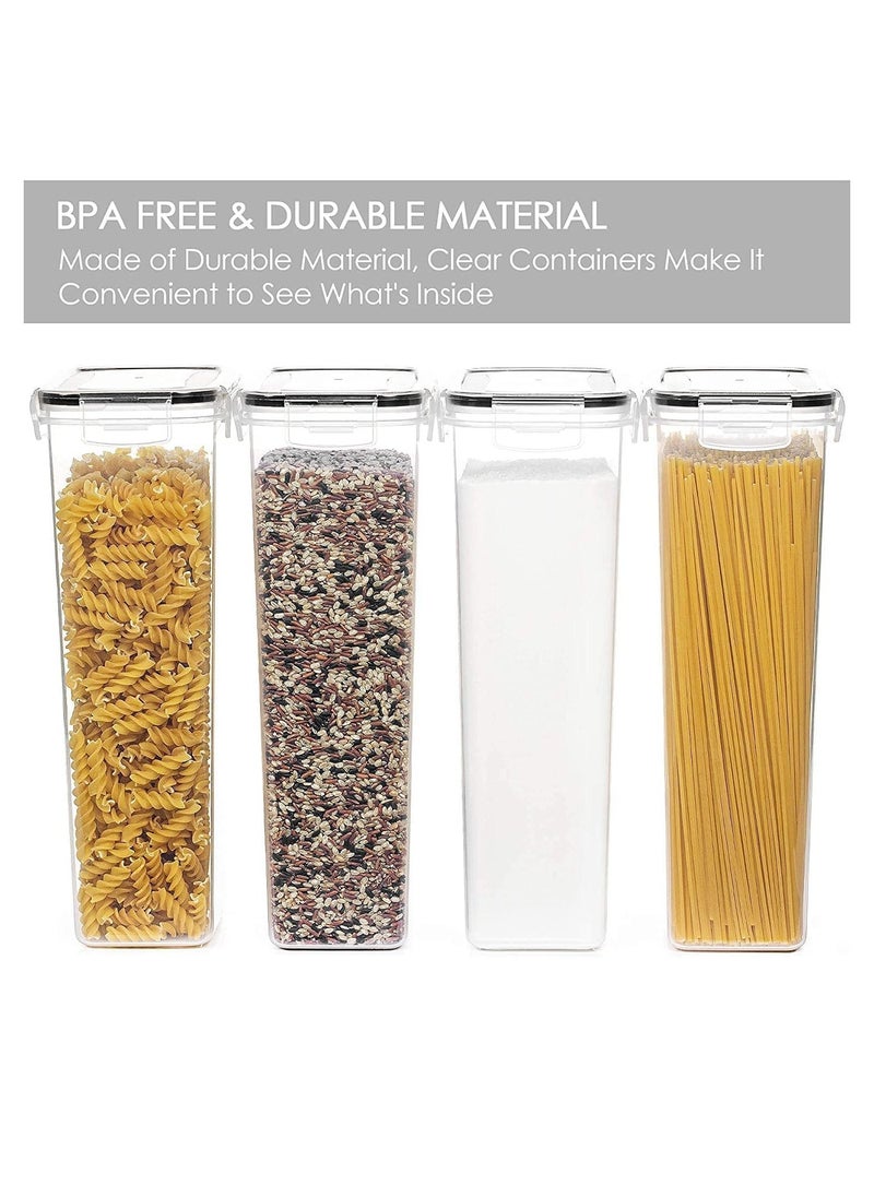 Airtight Food Storage Containers with Lids , 2.8L Pasta Containers for Pantry Organization and Storage BPA Free Kitchen Storage Containers for Spaghetti, Flour, Sugar and Noodles, (Large 4pcs Pack)