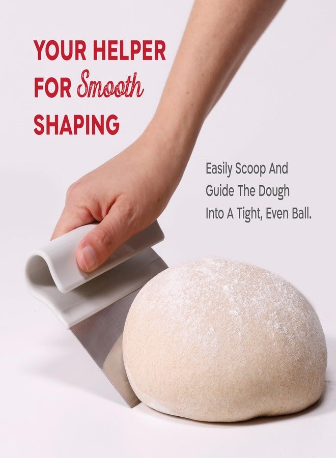 KneadAce Dough Scraper & Baker’s Brush Set - Stainless Steel Bench Scraper with Nesting Cleaning Brush, Food-Safe, Easy to Clean, Baking Tool Set for Bread and Pastry (White/Red) - Image 4