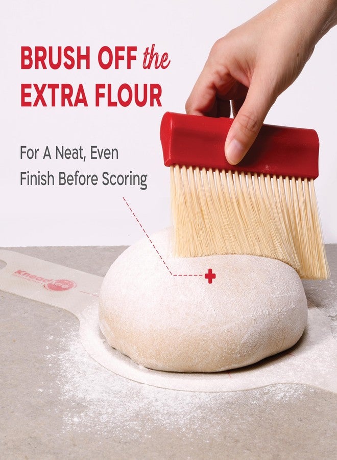 KneadAce Dough Scraper & Baker’s Brush Set - Stainless Steel Bench Scraper with Nesting Cleaning Brush, Food-Safe, Easy to Clean, Baking Tool Set for Bread and Pastry (White/Red) - Image 5