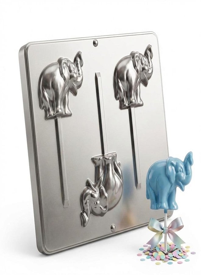 Lollipops Elephant Lollipop Chocolate Candy Mold 3421 with 3 Cavities, Each Piece Approximately 3.3" x 2.6" - Image 1
