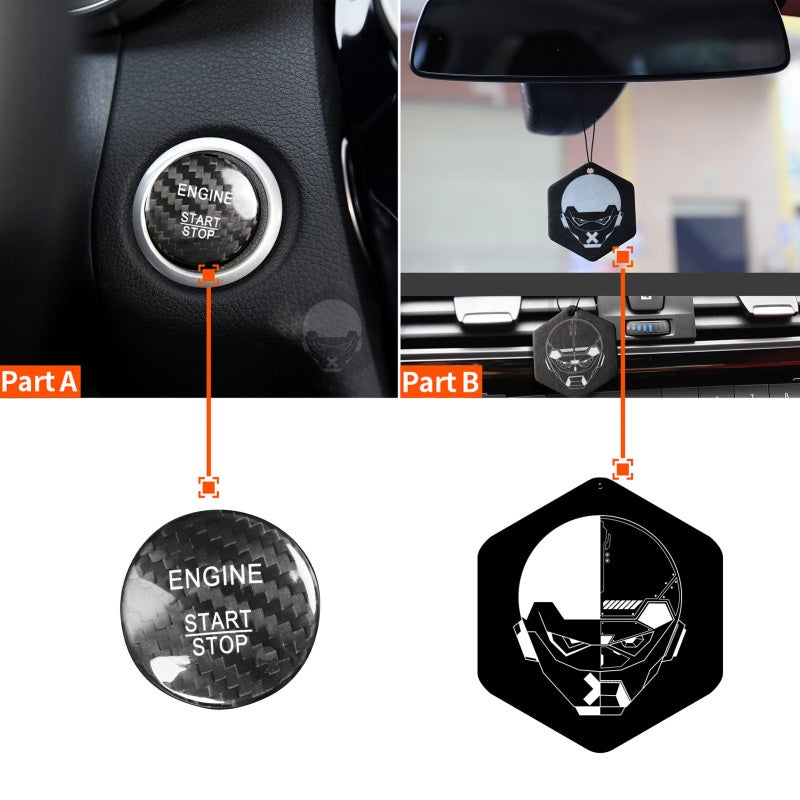 Engine Start Button Sticker Carbon Fibre Engine Ignition Sticker - Wear-Resistant Replacement Switch Button Sticker for Mercedes Benz Car Interior Decoration - Image 3