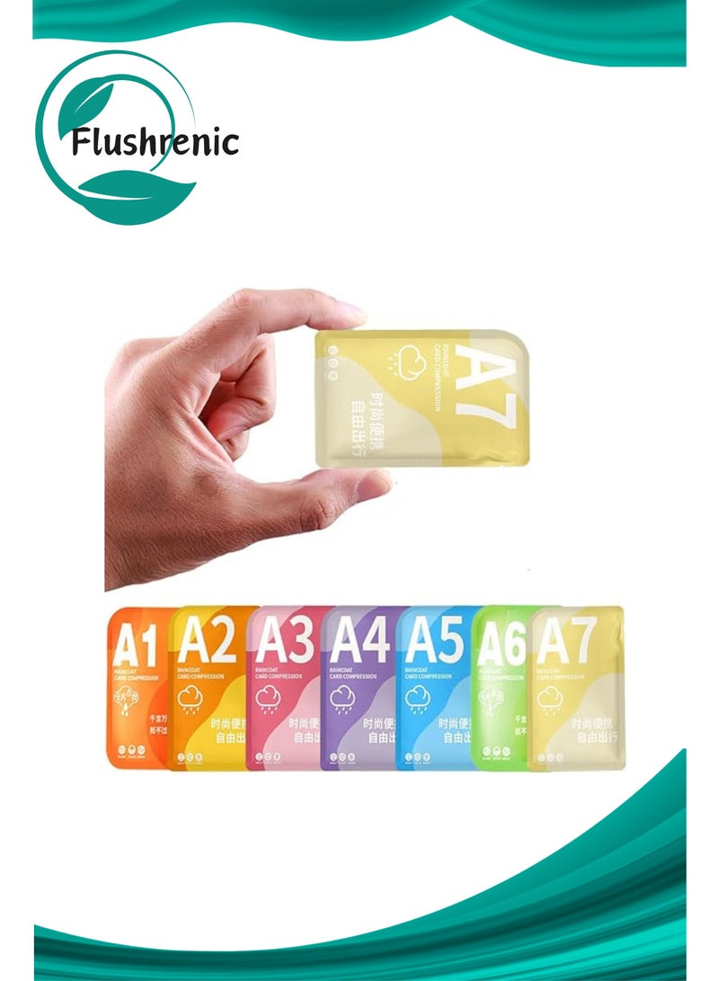 فلوشرينيك معطف واق من المطر يمكن التخلص منه، معطف واق من المطر للطوارئ، مقاس للبالغين من الجنسين حجم صغير، عبوة من 7 قطع، 7 ألوان - Image 1