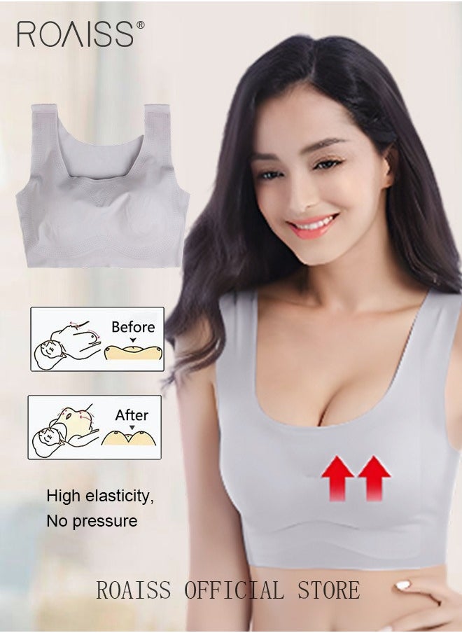 roaiss - Women's Seamless Bralette One-piece High Elastic Leisure Bra No Steel Ring Padded Lingerie Daily Comfort Breathable Soft Underwear Underclothes - Image 1