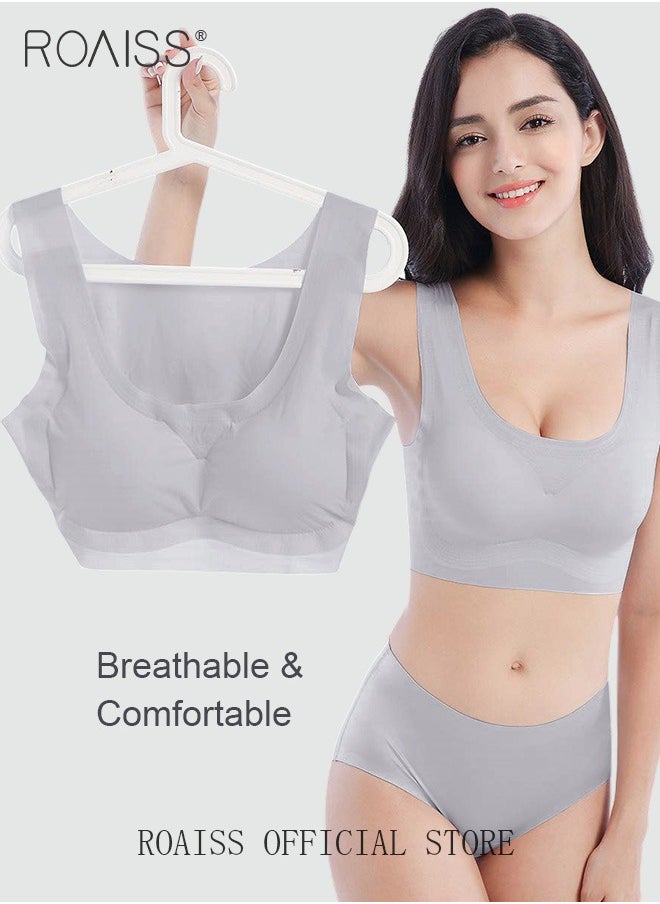 roaiss - Women's Seamless Bralette One-piece High Elastic Leisure Bra No Steel Ring Padded Lingerie Daily Comfort Breathable Soft Underwear Underclothes - Image 1
