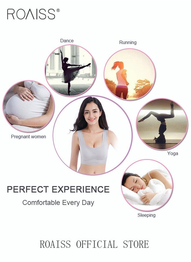 roaiss - Women's Seamless Bralette One-piece High Elastic Leisure Bra No Steel Ring Padded Lingerie Daily Comfort Breathable Soft Underwear Underclothes - Image 1