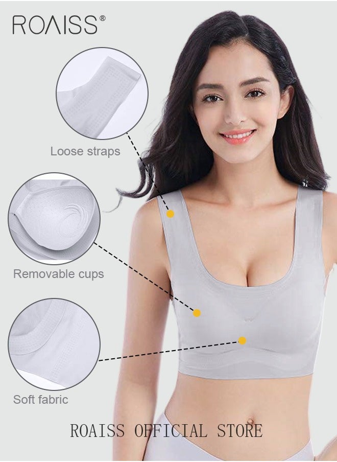 roaiss - Women's Seamless Bralette One-piece High Elastic Leisure Bra No Steel Ring Padded Lingerie Daily Comfort Breathable Soft Underwear Underclothes - Image 1