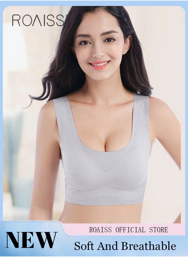 roaiss - Women's Seamless Bralette One-piece High Elastic Leisure Bra No Steel Ring Padded Lingerie Daily Comfort Breathable Soft Underwear Underclothes - Image 1