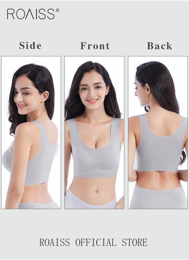 roaiss - Women's Seamless Bralette One-piece High Elastic Leisure Bra No Steel Ring Padded Lingerie Daily Comfort Breathable Soft Underwear Underclothes - Image 1