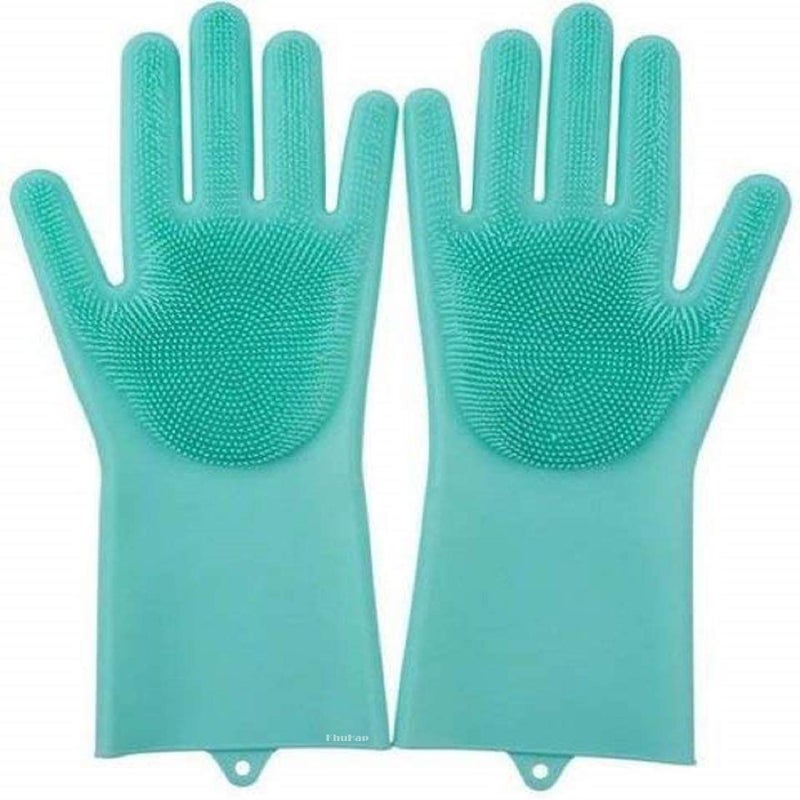 PallRin Combo Silicone Cleaning Wash hand scrubber Gloves pair for utensils bathroom vehicle Wash scrub,1 Pair + Bathing towel type Double sided Scrubber Belt Brush for Body Back, 1 PC, Color Assorted - Image 2