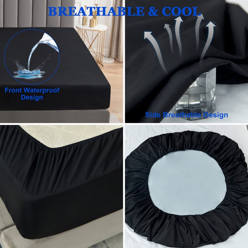 Sufdari Twin Mattress Protector Waterproof Mattress Cover Twin Size for Bed 18"" Deep Pocket Fitted Sheet Style Mattress Protector with Elastic Rubber Band-Black Twin - Image 5