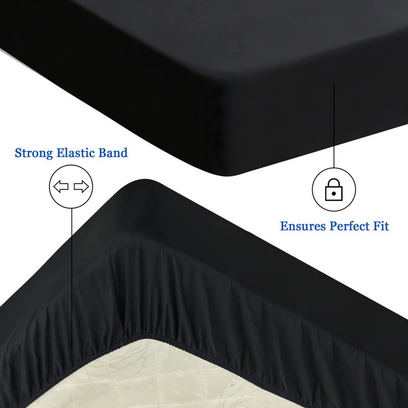 Sufdari Twin Mattress Protector Waterproof Mattress Cover Twin Size for Bed 18"" Deep Pocket Fitted Sheet Style Mattress Protector with Elastic Rubber Band-Black Twin - Image 4