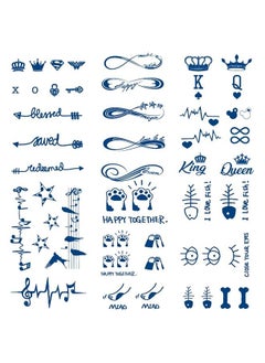 6 Sheets Semi Permanent Arm Temporary Tattoo Stickers Lasts 1-2 Weeks, Infinite Symbol Crown Arrow Spade Cat Music Eye Bone Heartbeat, Realistic Appearance Natural Fading