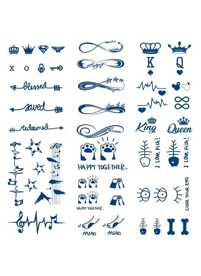 Oottati 6 Sheets Semi Permanent Arm Temporary Tattoo Stickers Lasts 1-2 Weeks, Infinite Symbol Crown Arrow Spade Cat Music Eye Bone Heartbeat, Realistic Appearance Natural Fading  - Image 1