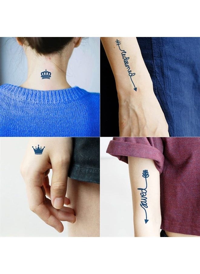 Oottati 6 Sheets Semi Permanent Arm Temporary Tattoo Stickers Lasts 1-2 Weeks, Infinite Symbol Crown Arrow Spade Cat Music Eye Bone Heartbeat, Realistic Appearance Natural Fading  - Image 4
