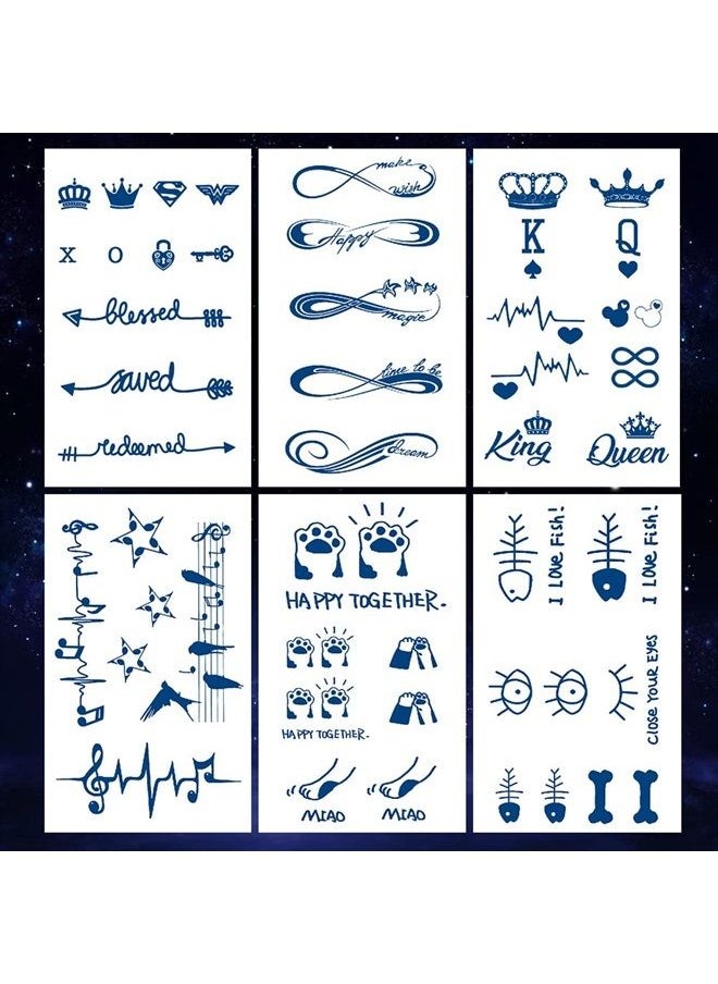 Oottati 6 Sheets Semi Permanent Arm Temporary Tattoo Stickers Lasts 1-2 Weeks, Infinite Symbol Crown Arrow Spade Cat Music Eye Bone Heartbeat, Realistic Appearance Natural Fading  - Image 2