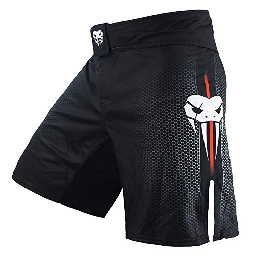 SOTF Boxing Shorts for Men Training Fight Shorts Men MMA BJJ Shorts No Gi with Pocket Black L Waist 34.6-36.2 inch - Image 1