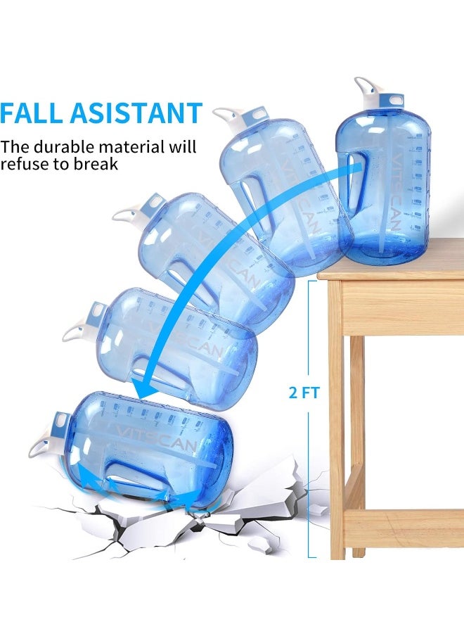 Vitscan BPA-free Water Bottle with Straw & Time Marker (3790ml/ 3.8l, Blue)