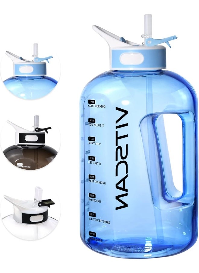 Vitscan BPA-free Water Bottle with Straw & Time Marker (3790ml/ 3.8l, Blue)