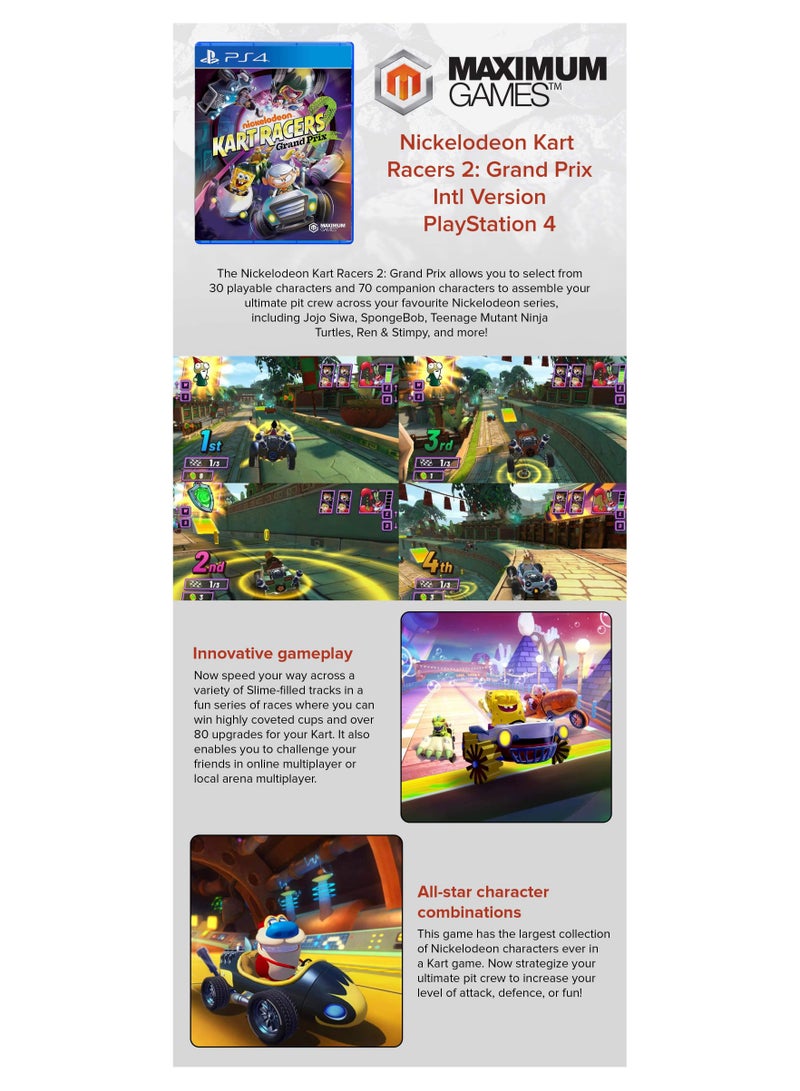 Games سباق كارت نيكيلوديون 2: غراند بري (نسخة دولية) - بلاي ستيشن 4 (PS4) - Image 2