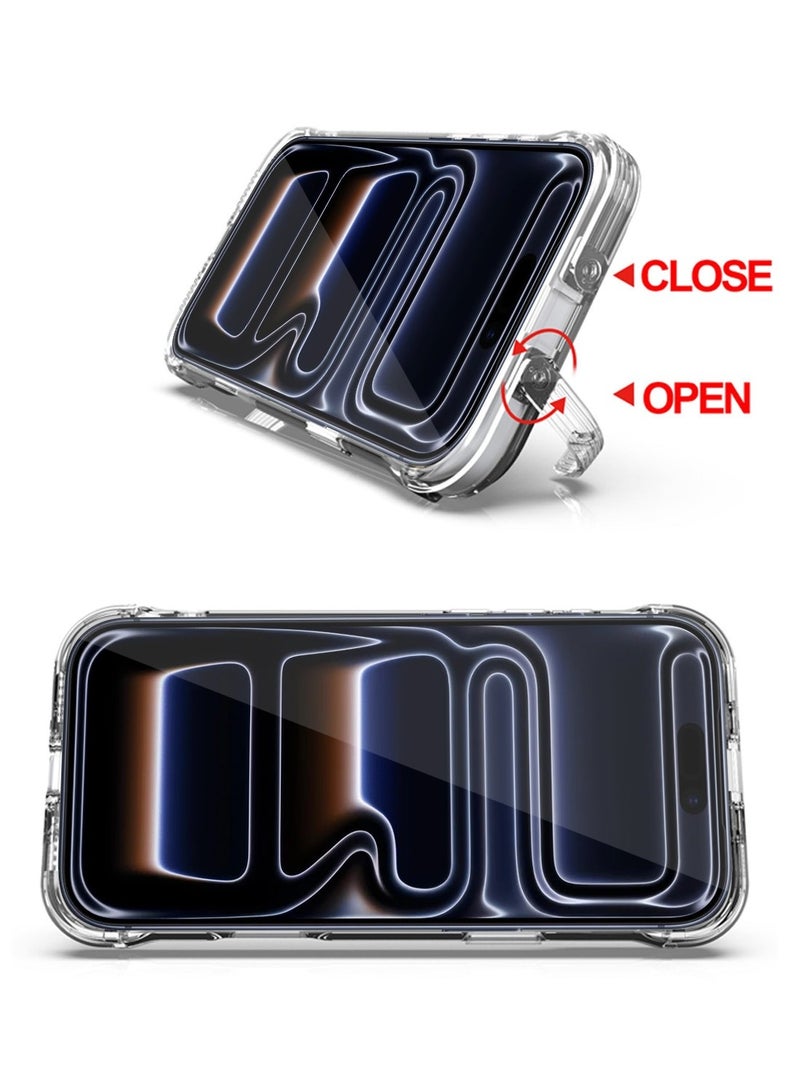 Techie iPhone 17 Pro MagSafe Clear Case with Built-in Hidden Foldable Edge Bracket Stand Holder - Shockproof TPU + PC Hard Back Acrylic, Anti-Yellowing Bumper Case - Image 4