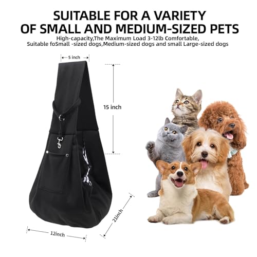 ARZQUT Dog Carrier Sling - Reversible Puppy Carrier Purse with Storage Pocket, Hand-Free Dog Sling Carrier for Carry Small Dogs and Cats, Travel Safety Harness, Dog and Cat Harness(Black) - Image 5