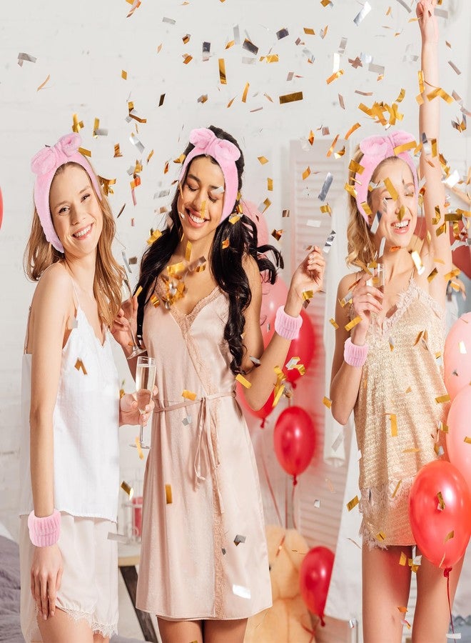 Hoteam 10 Pcs Spa Party Supplies Gift Set Sleepover Party Favor Spa Headband Wristband Sleep Eye Mask Velvet Scrunchies for Skin Care Makeup Slumber Night Favor(Pink) - Image 4