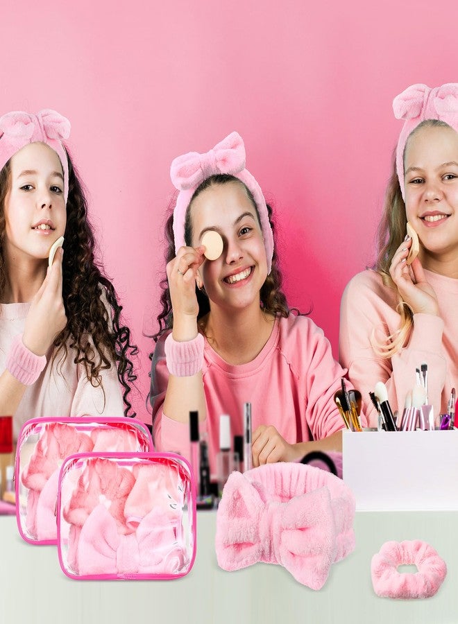 Hoteam 10 Pcs Spa Party Supplies Gift Set Sleepover Party Favor Spa Headband Wristband Sleep Eye Mask Velvet Scrunchies for Skin Care Makeup Slumber Night Favor(Pink) - Image 5