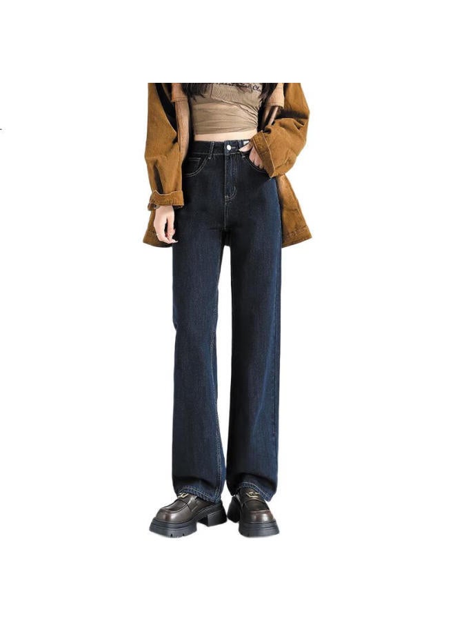 EPTISON Yipintiancheng High-Waisted Retro Straight-Leg Jeans For Women, Spring And Summer Women'S Versatile Solid Color Wide-Leg Pants, Simple Long Trousers For Women - Image 3