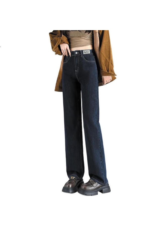 EPTISON Yipintiancheng High-Waisted Retro Straight-Leg Jeans For Women, Spring And Summer Women'S Versatile Solid Color Wide-Leg Pants, Simple Long Trousers For Women - Image 1