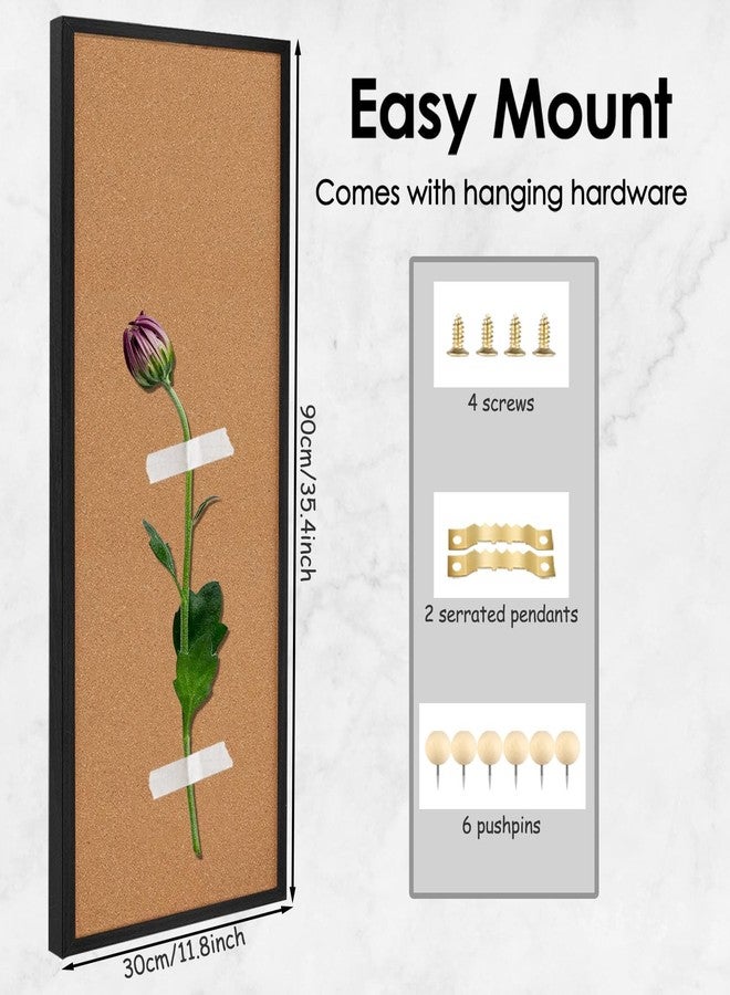 TORASO Cork Board Bulletin Board, Corkboard for Walls with Black Frame, Large Wall Mounted Cork Board with Installation Kit,11.8" x 35.4" Pin Tackboard for Home,Office, School (RMB-BK-3090) - Image 2