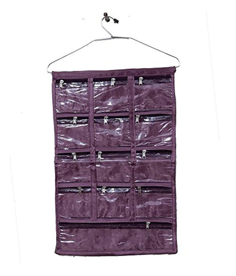 Kuber Industries Satin Makeup Organiser, Purple - Image 1