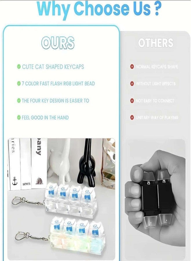 PRAYAN ENTERPRISE Keyboard Fidget Keychain with Four Mechanical Style Keys and Metal Chain (Keyboard Fidget Keychain) - Image 3
